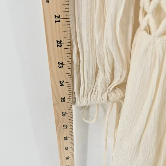 Free People Dusk Till Dawn Dress Sz 2 Blue Embroidered Bohemian Festival Tiered - Picture 7 of 15